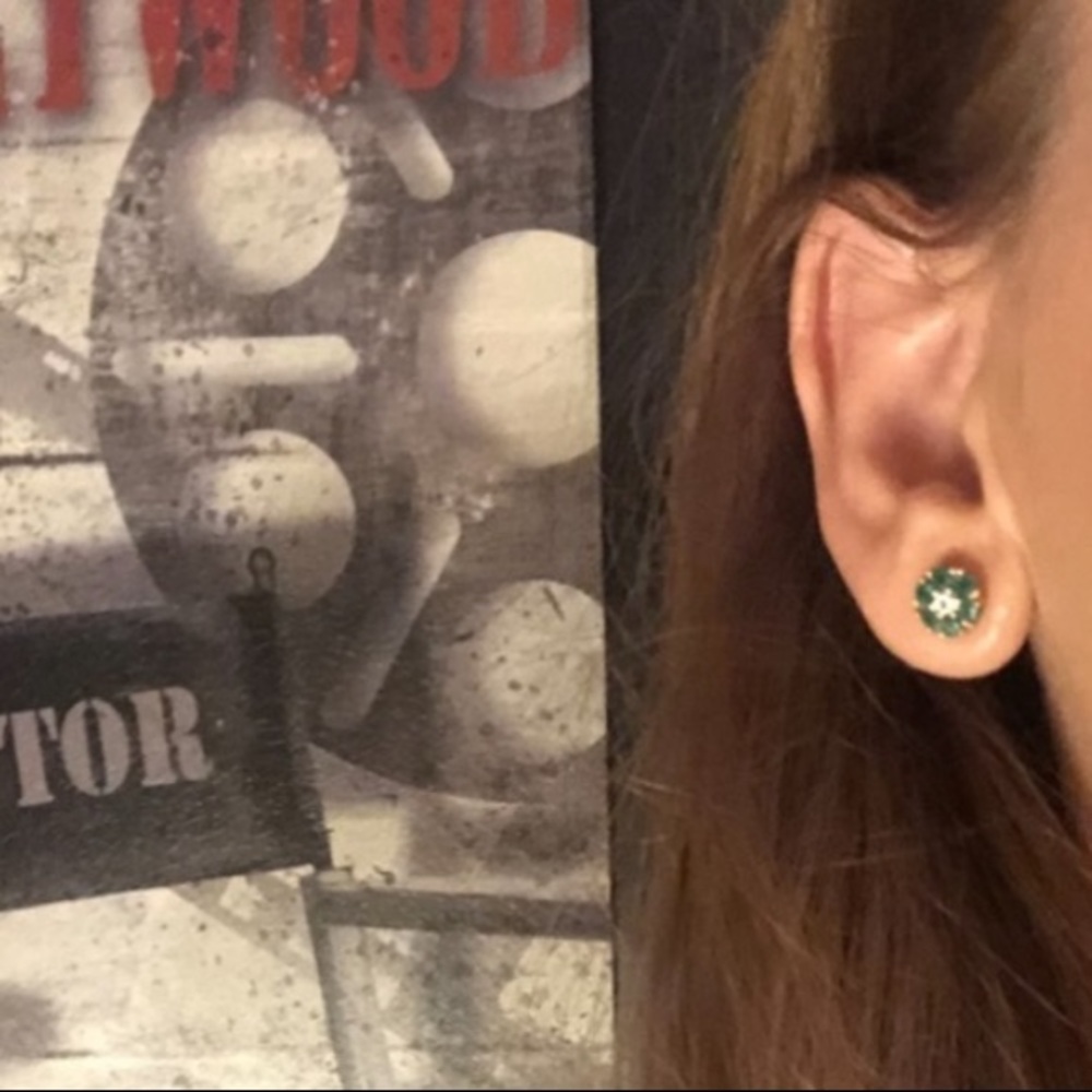 Emerald Flower Stud Earrings in 14k Gold + Emerald Gemstones Green  $950 - Picture 9 of 16